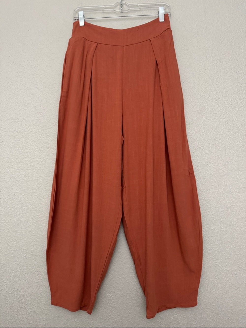 Tarse Barrel Leg Loose Fit Baggy Harem Boho Summer Pants Linen Blend Large NWT